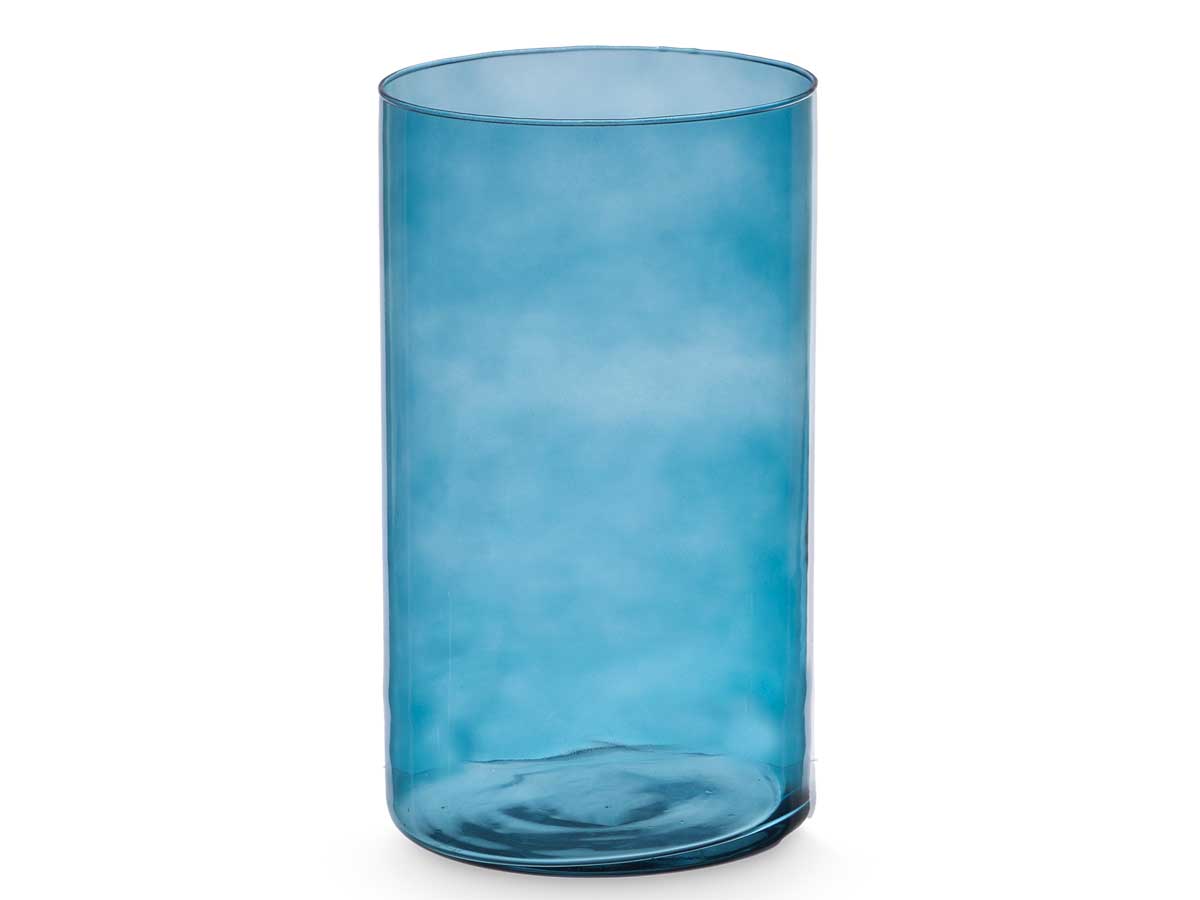 Jarron cristal cilindro 17cm diam x 30cm turquesa - Imagen 2
