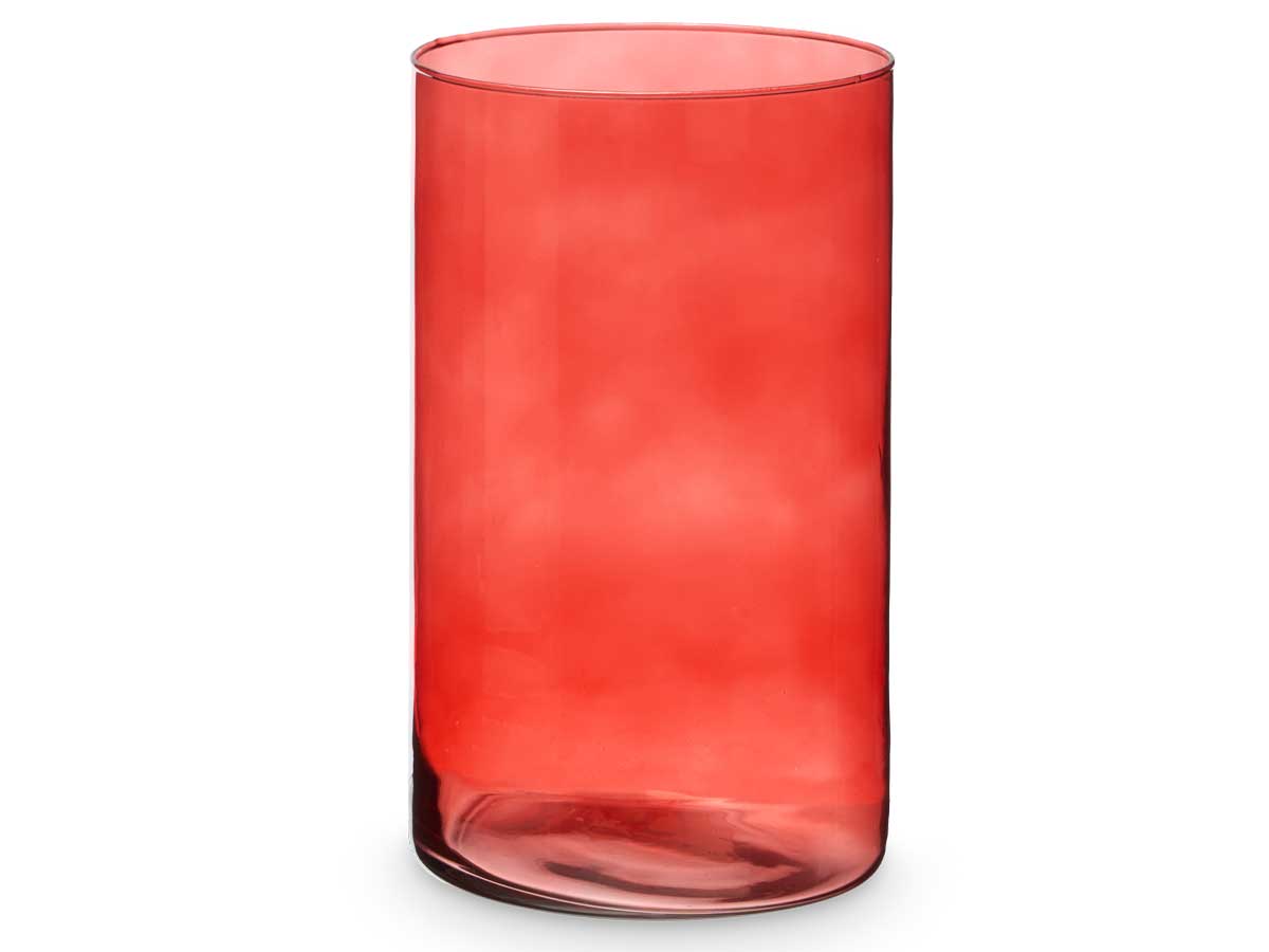 Vaso vetro cilindro 17cm diam x 30cm col. mattone - immagine 2