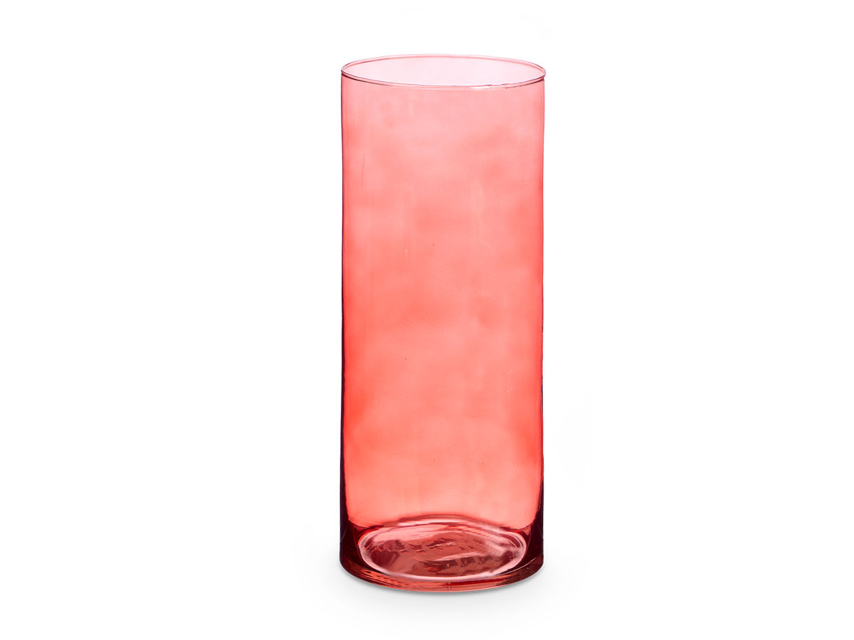 Vaso vetro cilindro 12cm diam x 30cm col. mattone - immagine 2