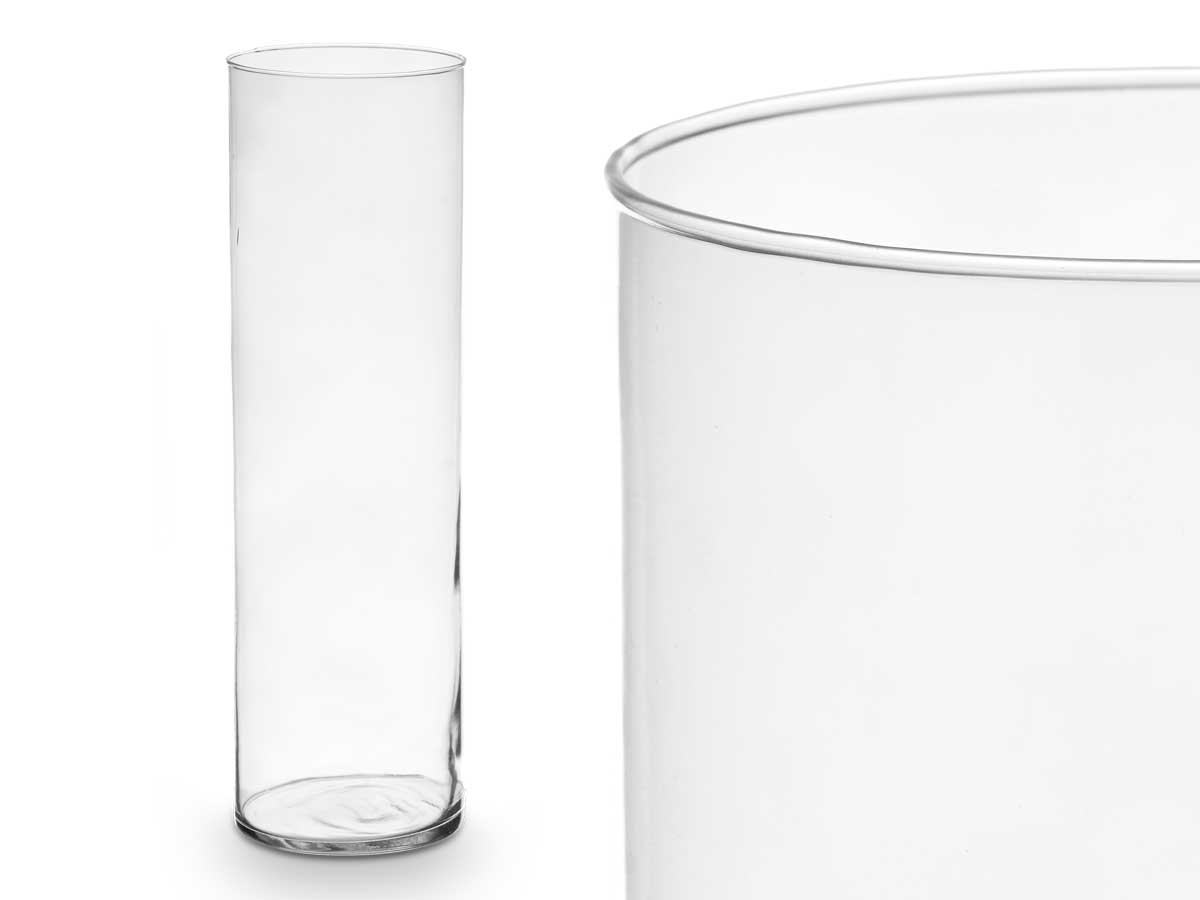 Jarron cristal cilindro 15cm diam x 50cm gris - Imagen 2