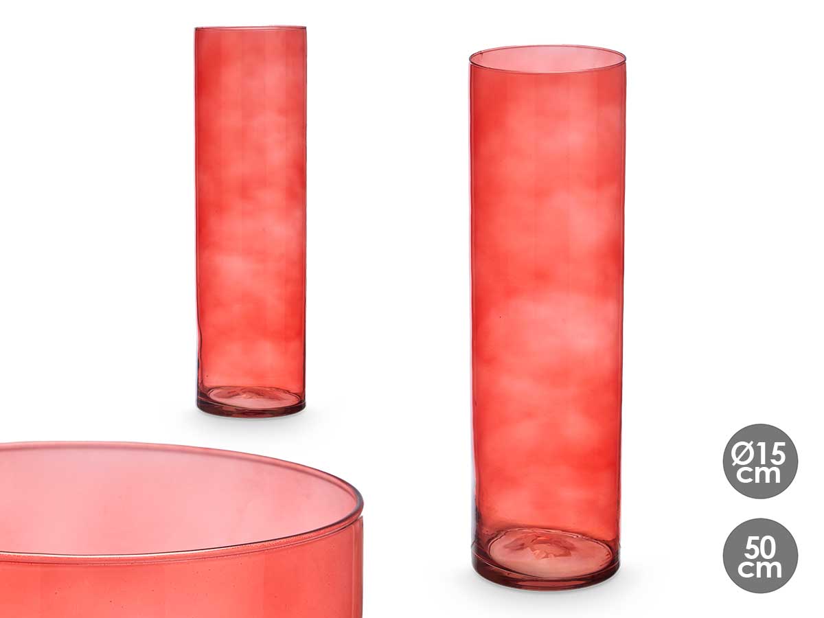 Jarron cristal cilindro 15cm diam x 50cm teja