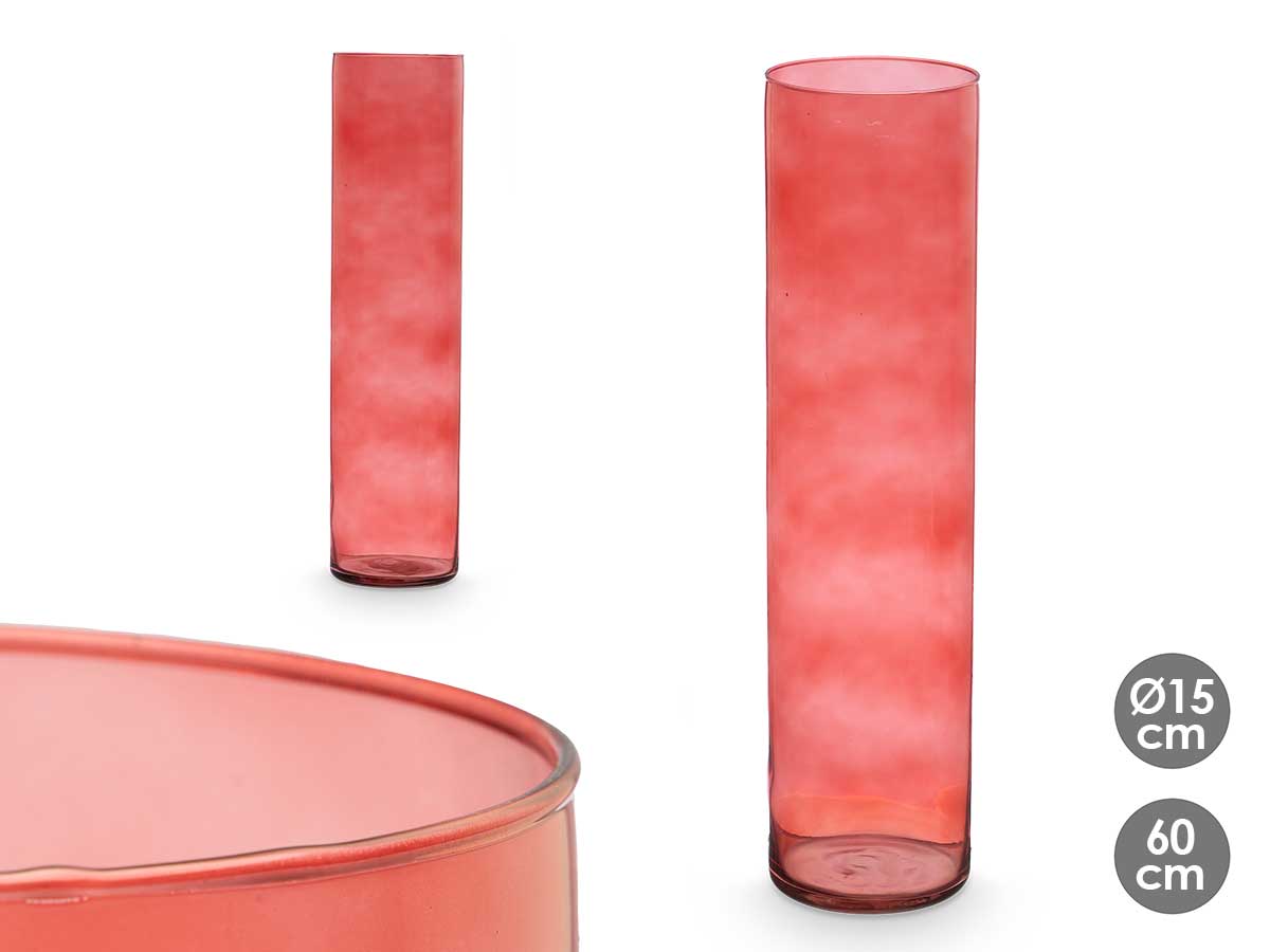 Jarron cristal cilindro 15cm diam x 60cm teja