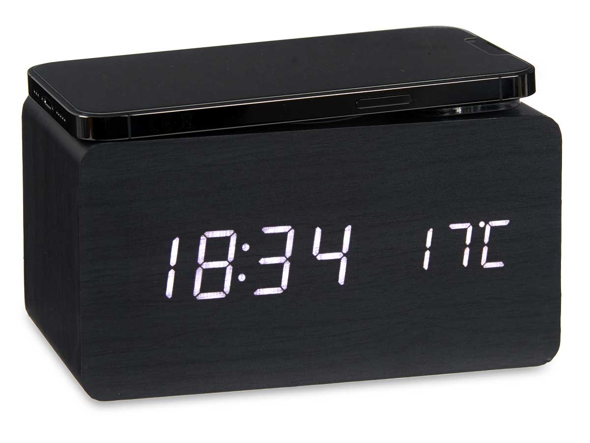 Black clock w alarm charger mov temperature - Image 4