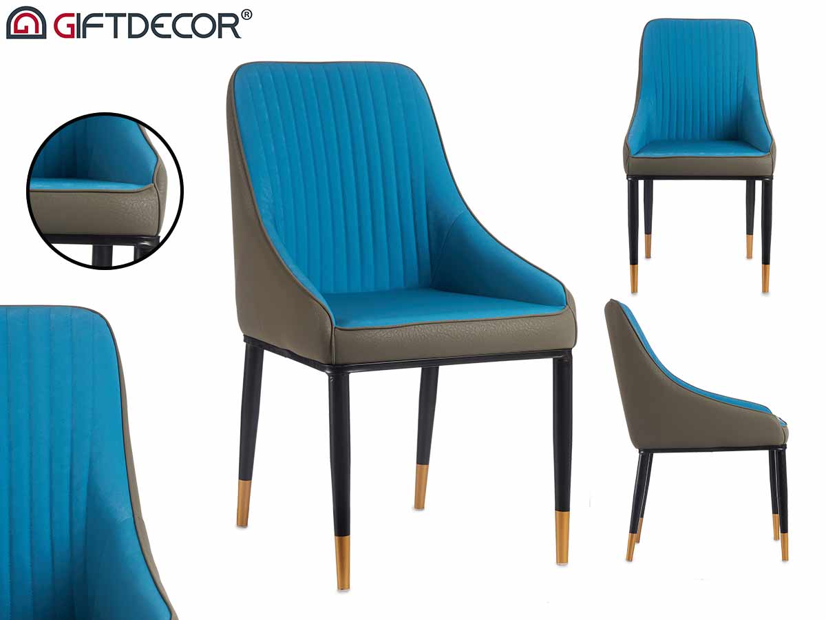 Poltrona blu rinforzo a raggi con bordo grigio