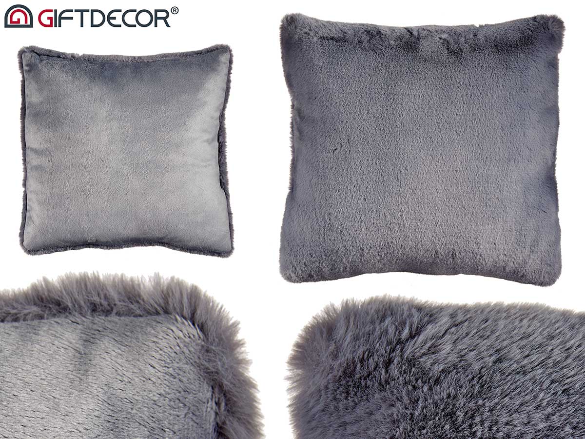 Dark grey short hair pillow 40cm