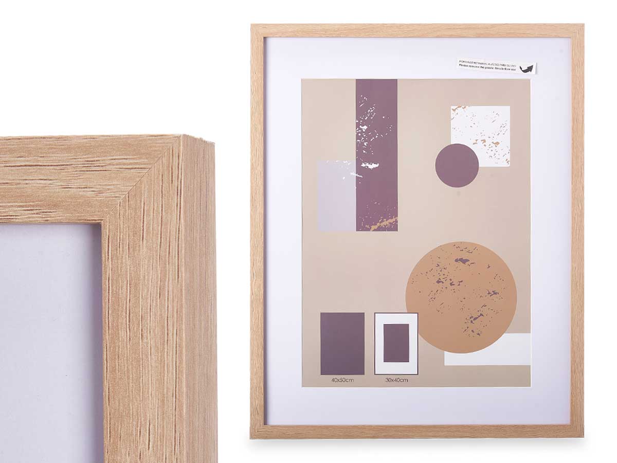 Portafoto pared madera paspartu 30x40cm natural - Imagen 2