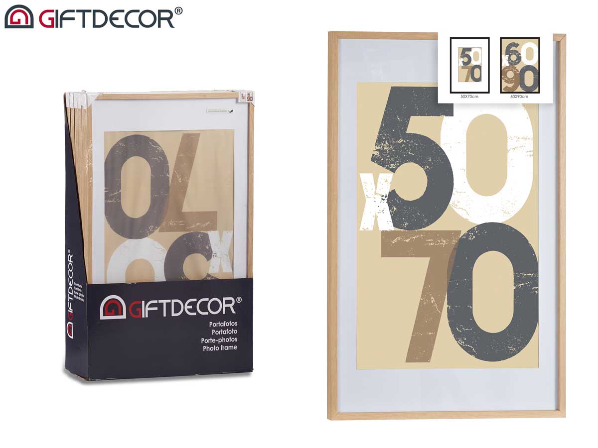 Portafoto pared madera paspartu 50x70cm natural