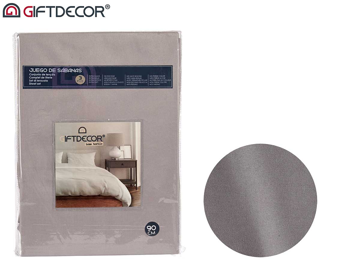 Set 3 lenzuola 90cm colore antracite