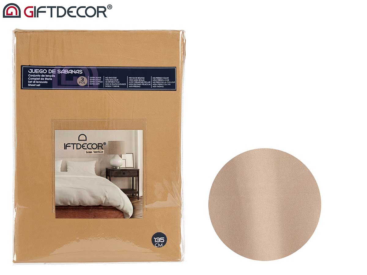 Set 3 lenzuola 135cm colore beige
