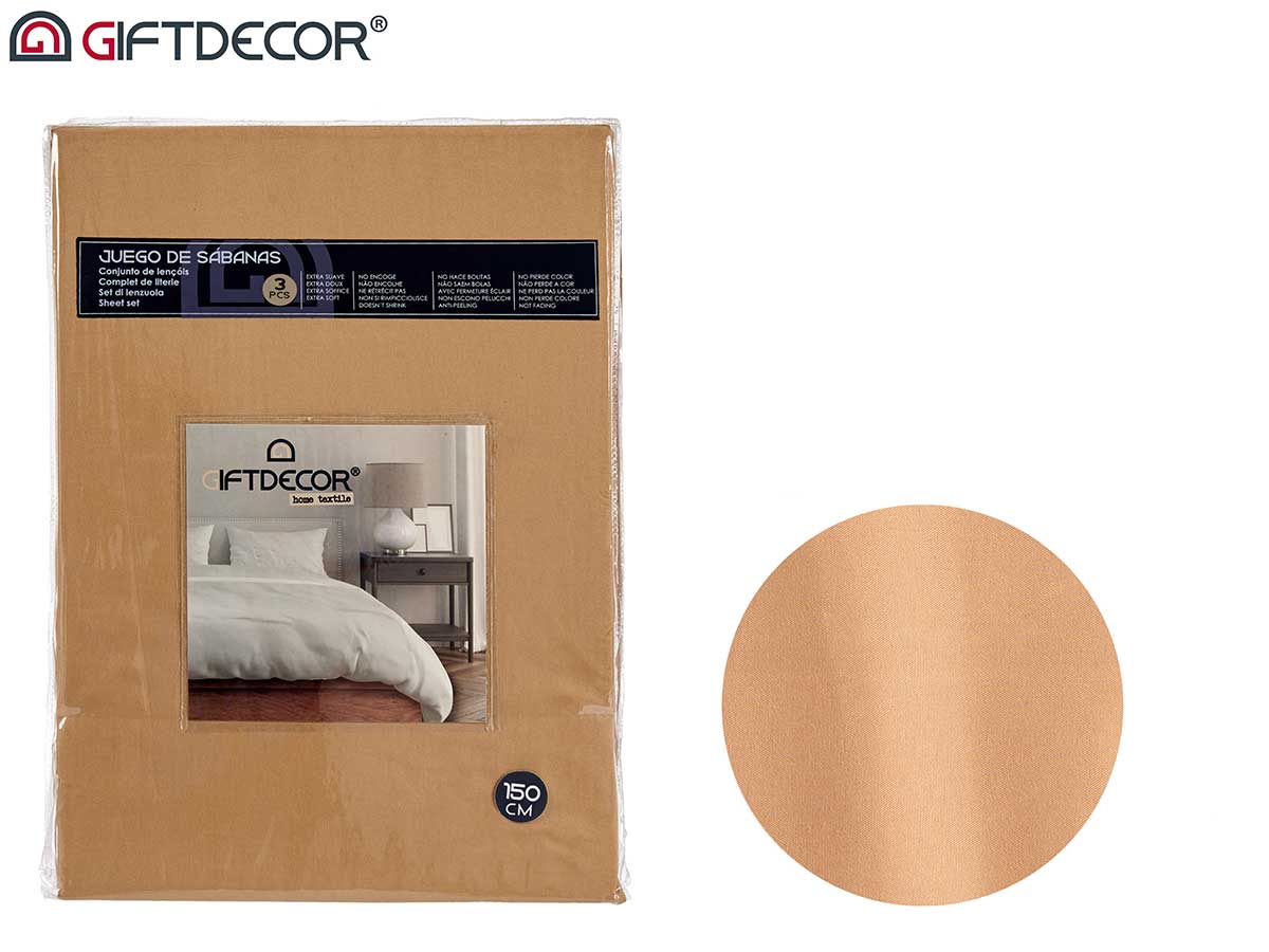Set 3 lenzuola 150cm colore beige