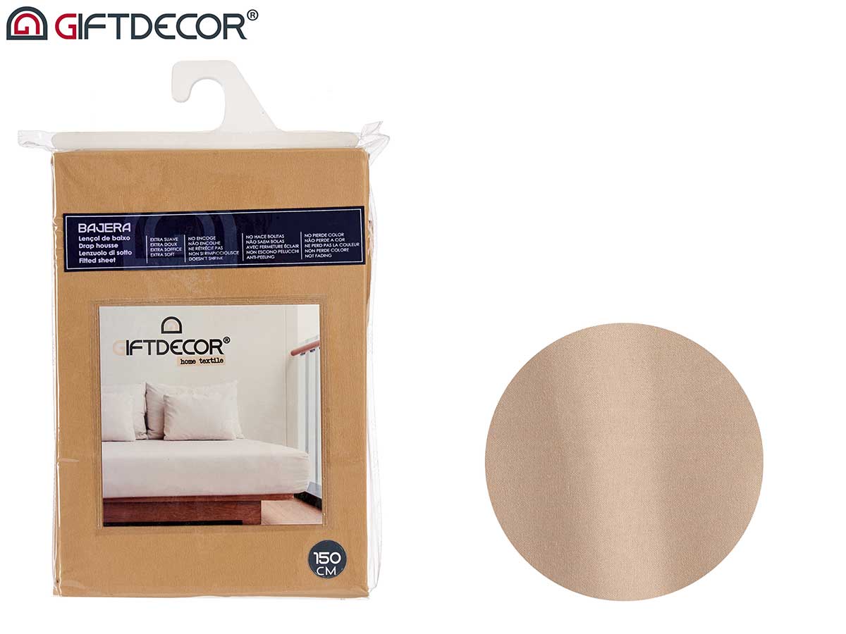 Fitted bed sheet 150cm beige colour