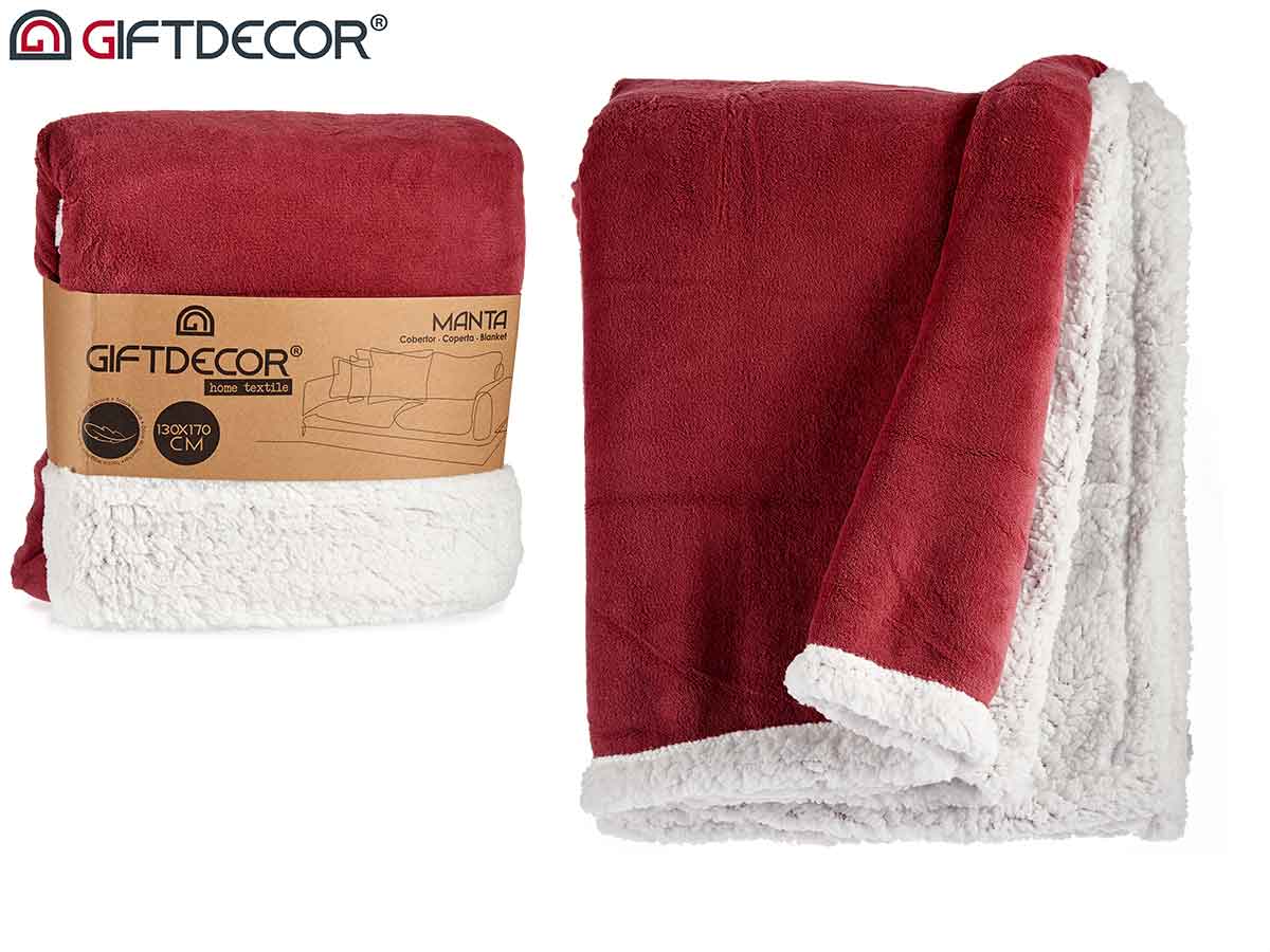 130x170cm pink coral and sherpa blanket