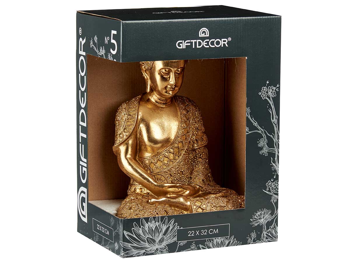 Budda seduto resina grande dorato - immagine 2