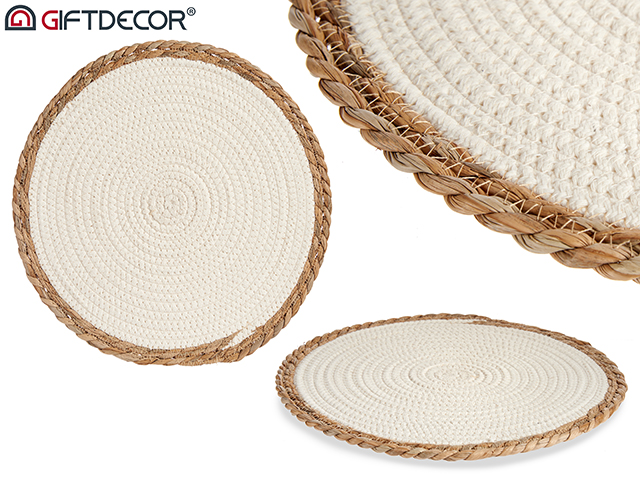 Tapete blanco borde natural 35cm