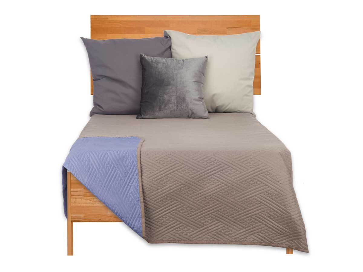 Trapunta letto 180x260 grigio scuro e blu reversib - immagine 2