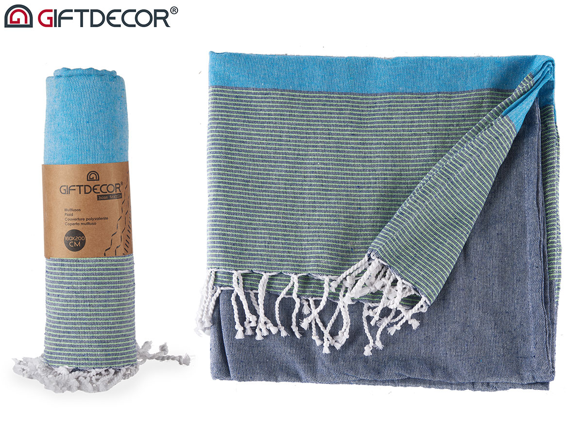 160x200cm multi blue stripe multi-purpose