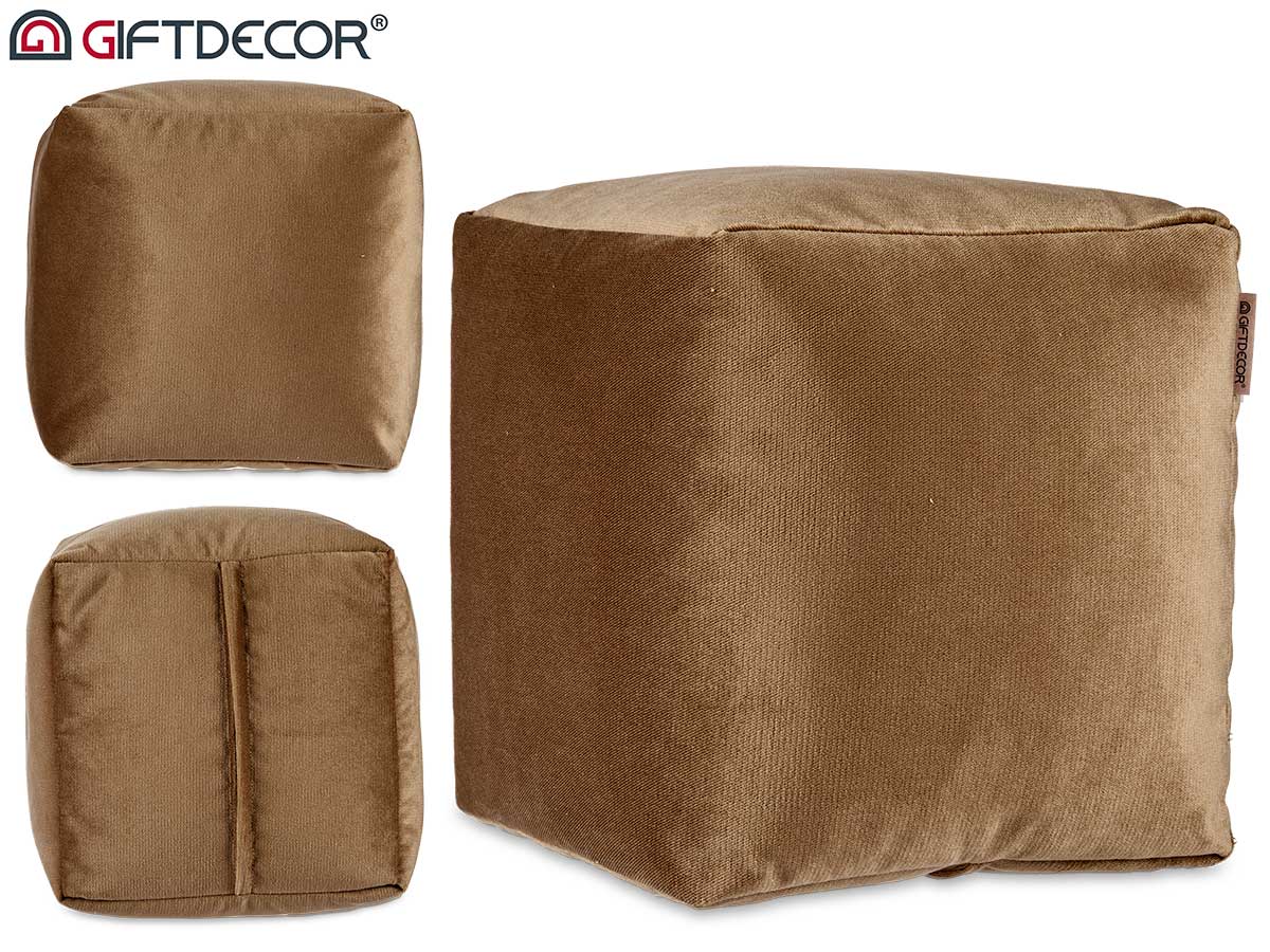 30x30cm brown square velvet pouffe
