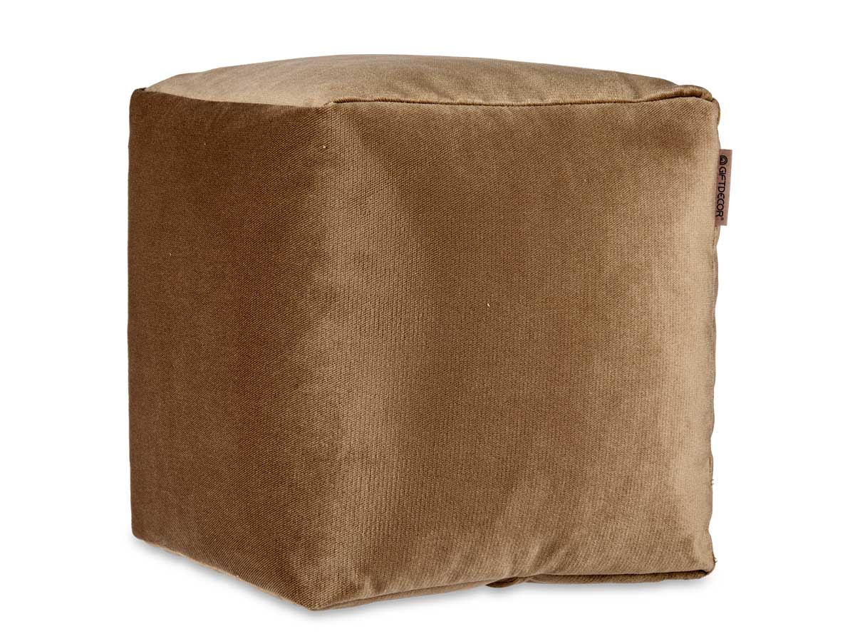 30x30cm brown square velvet pouffe - Image 2
