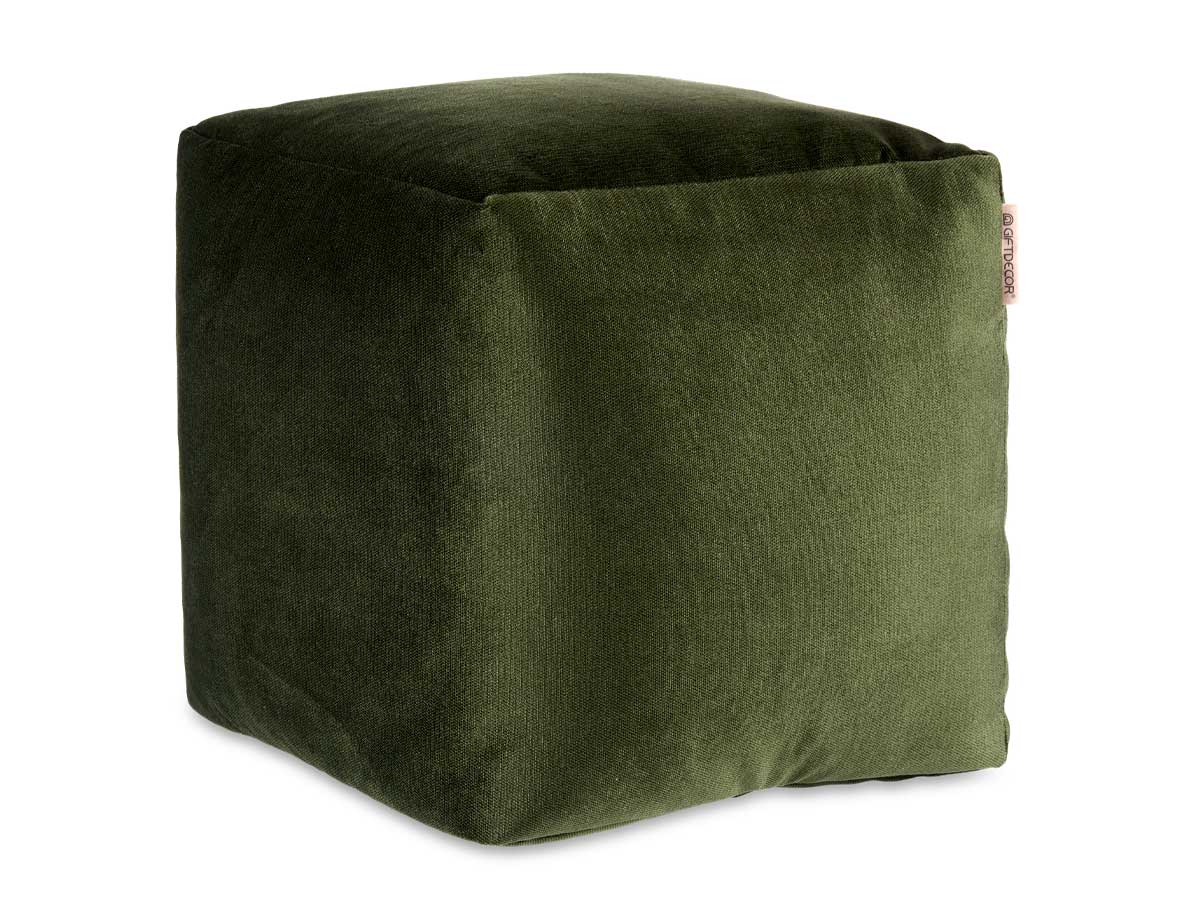 30x30cm green round velvet pouffe - Image 2