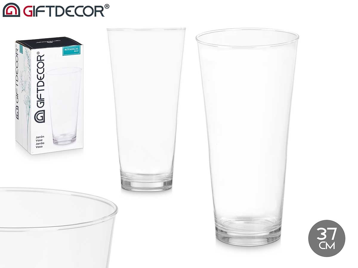Jarron cristal cuello conico 37cm