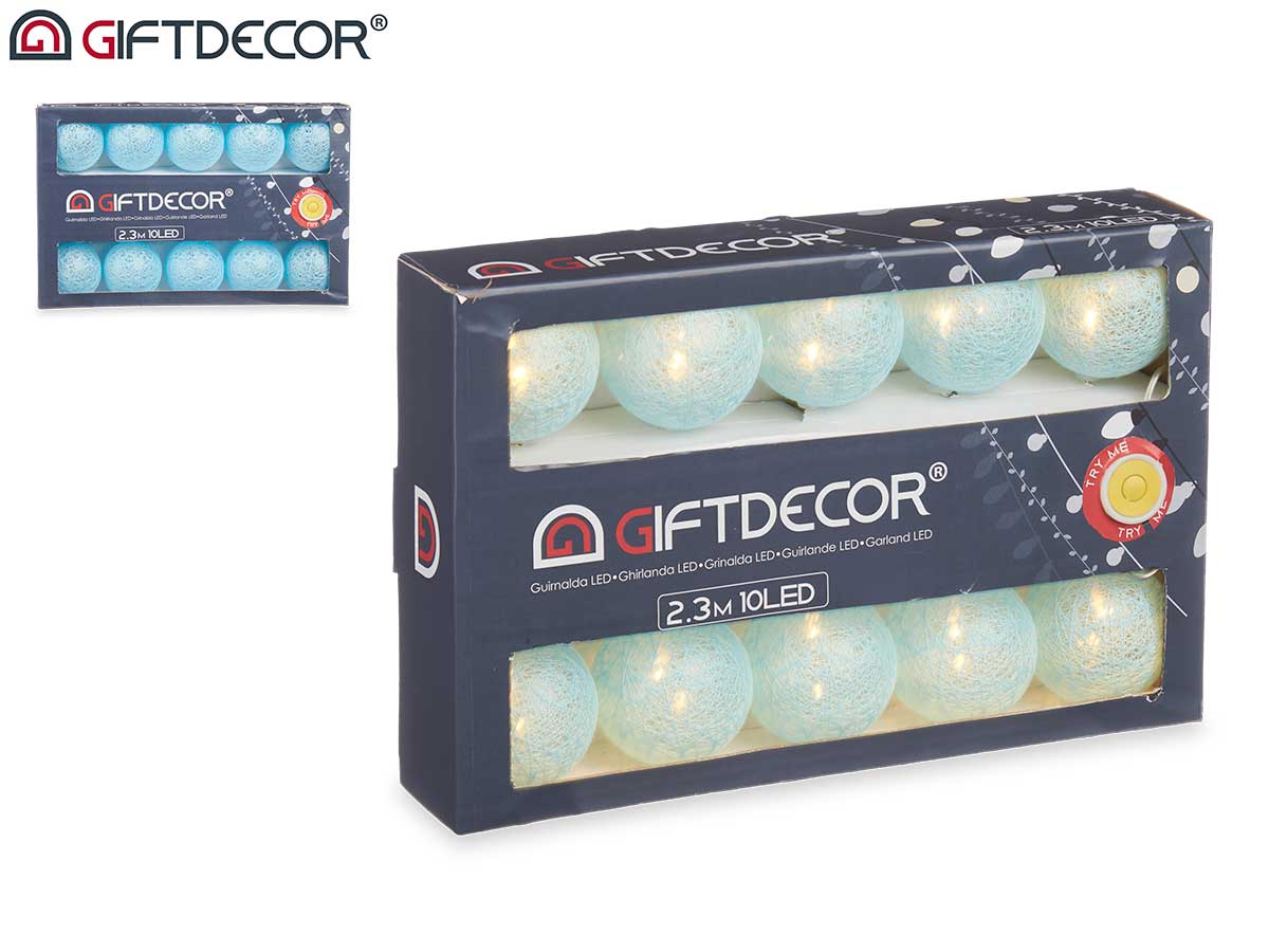 Fita de led 10 bola azul com caixa exterior