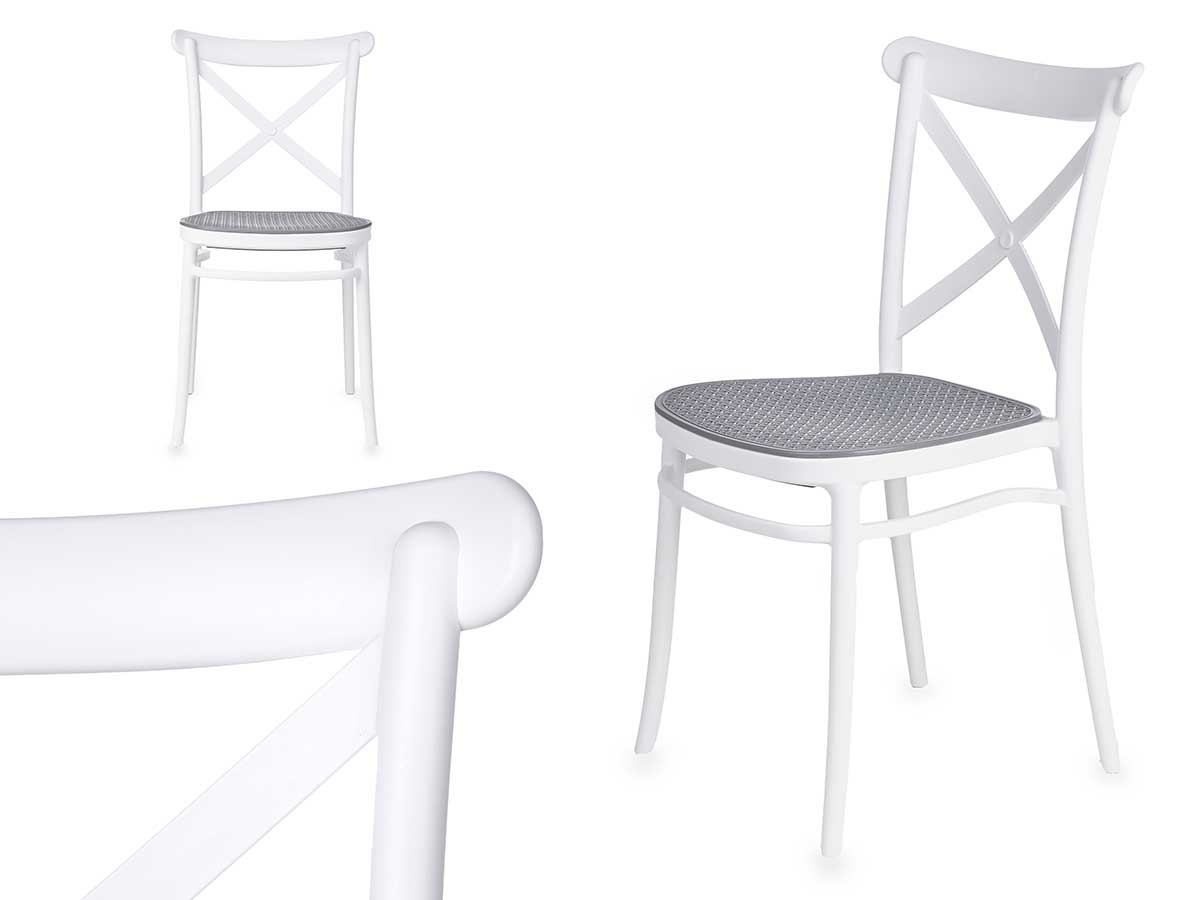 Rattan plastic chair white grey