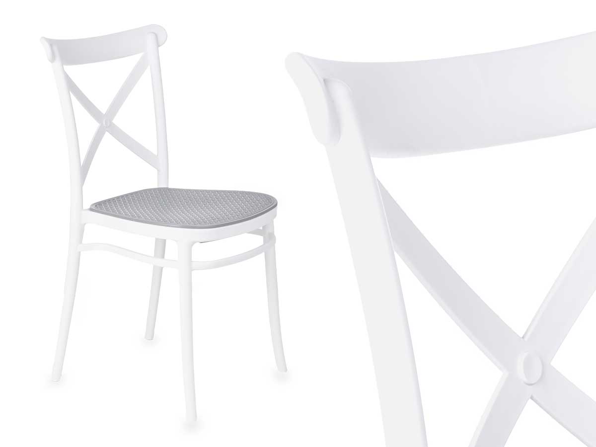 Rattan plastic chair white grey - Image 2