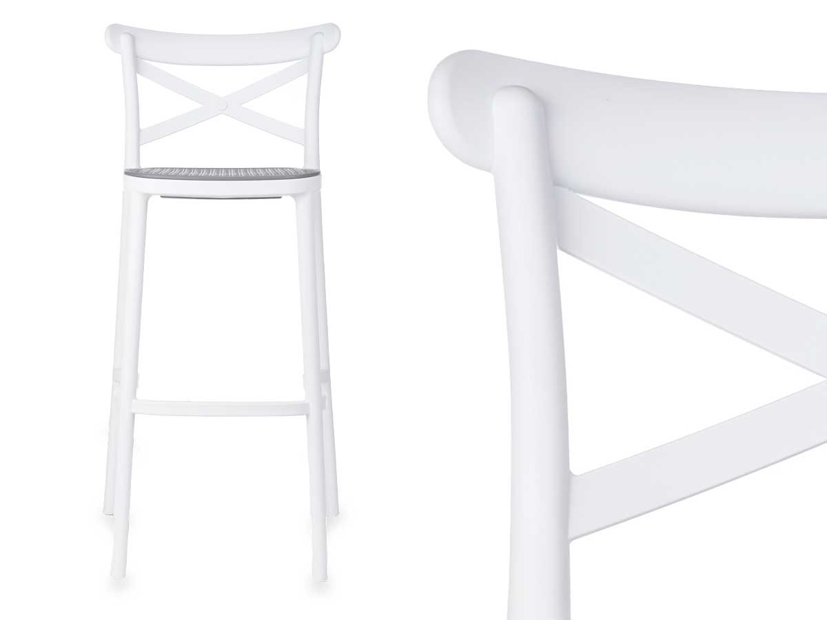 Sgabello rattan plastica bianco grigio - immagine 3