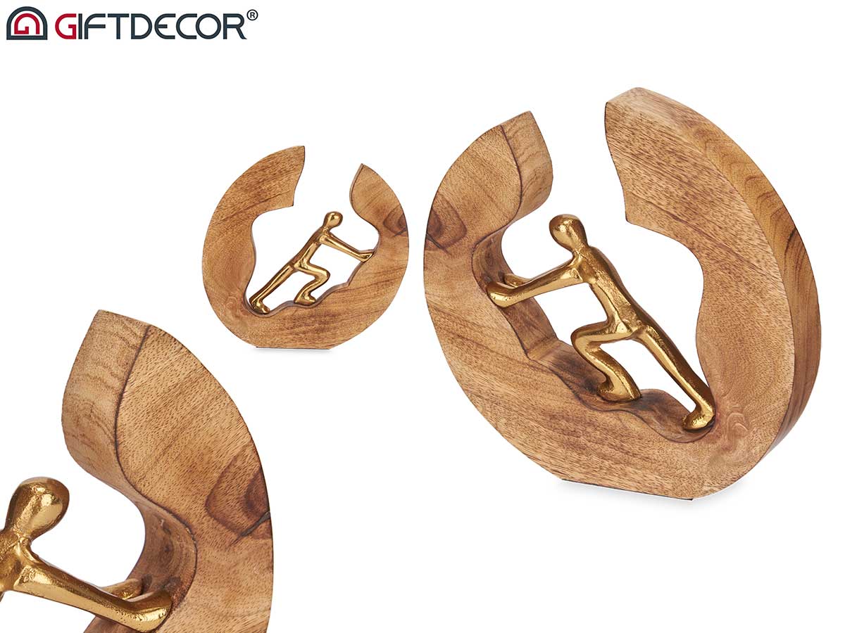Figura decorativa impulso oro base legno