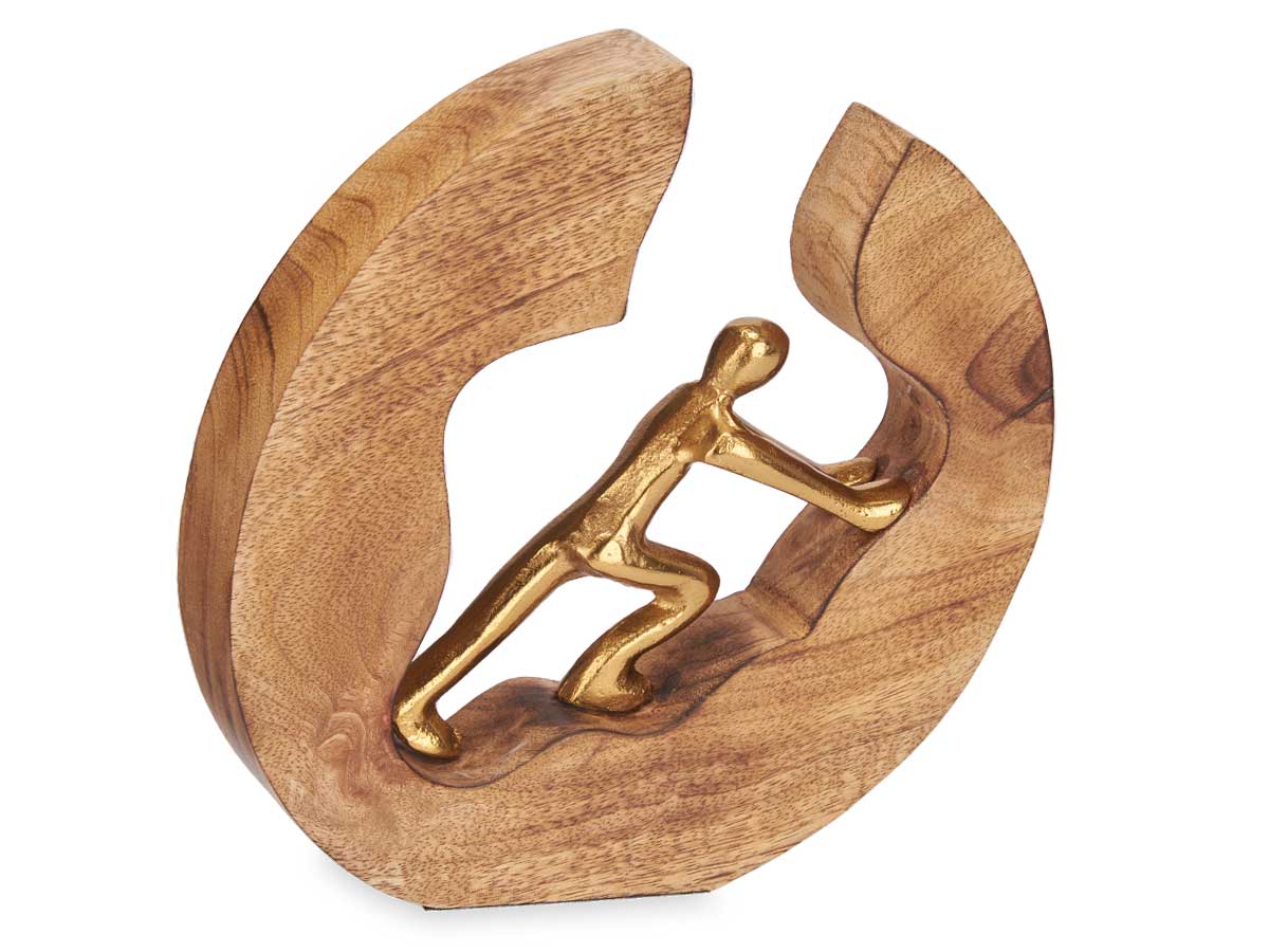 Figura decorativa impulso oro base legno - immagine 2