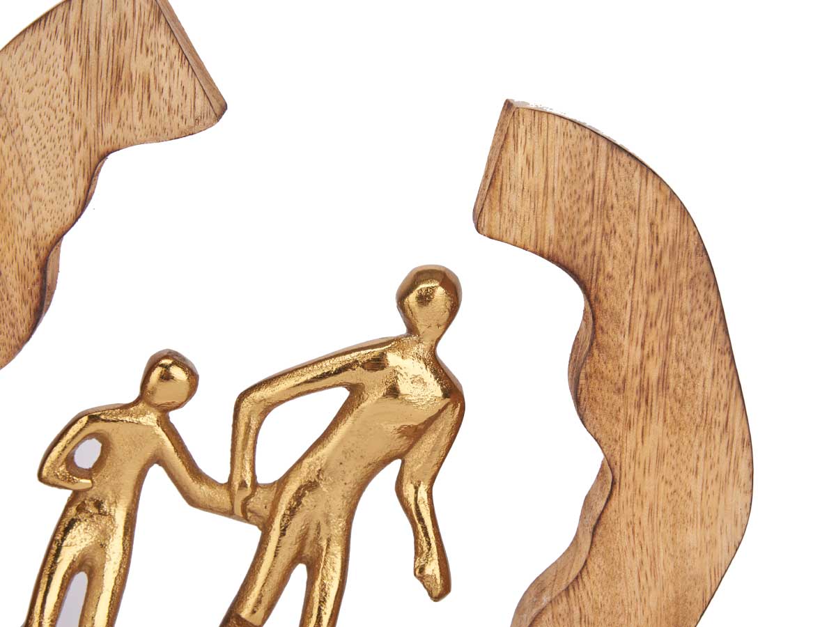 Figura decorativa famiglia oro supporto legno - immagine 3