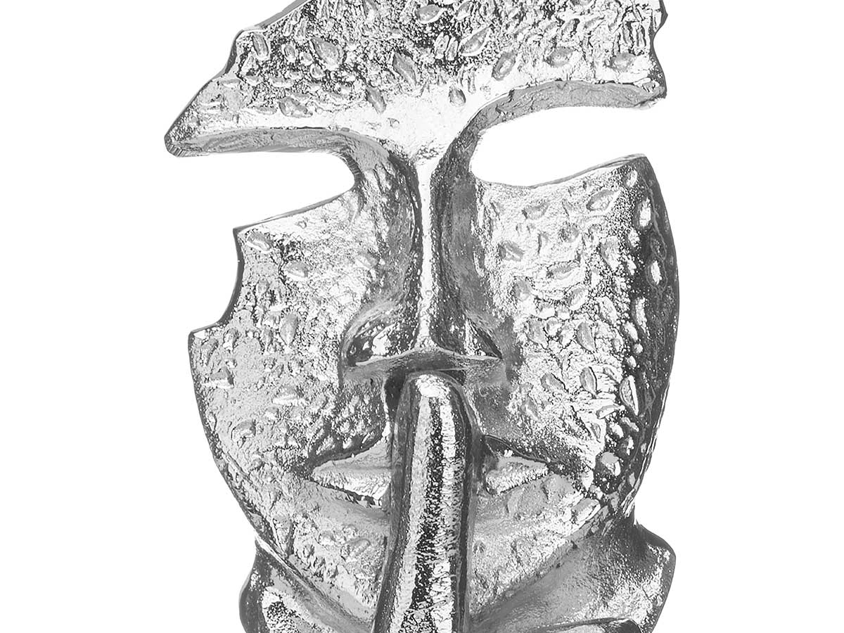 Figura metallo silenzio argento supporto legno - immagine 3