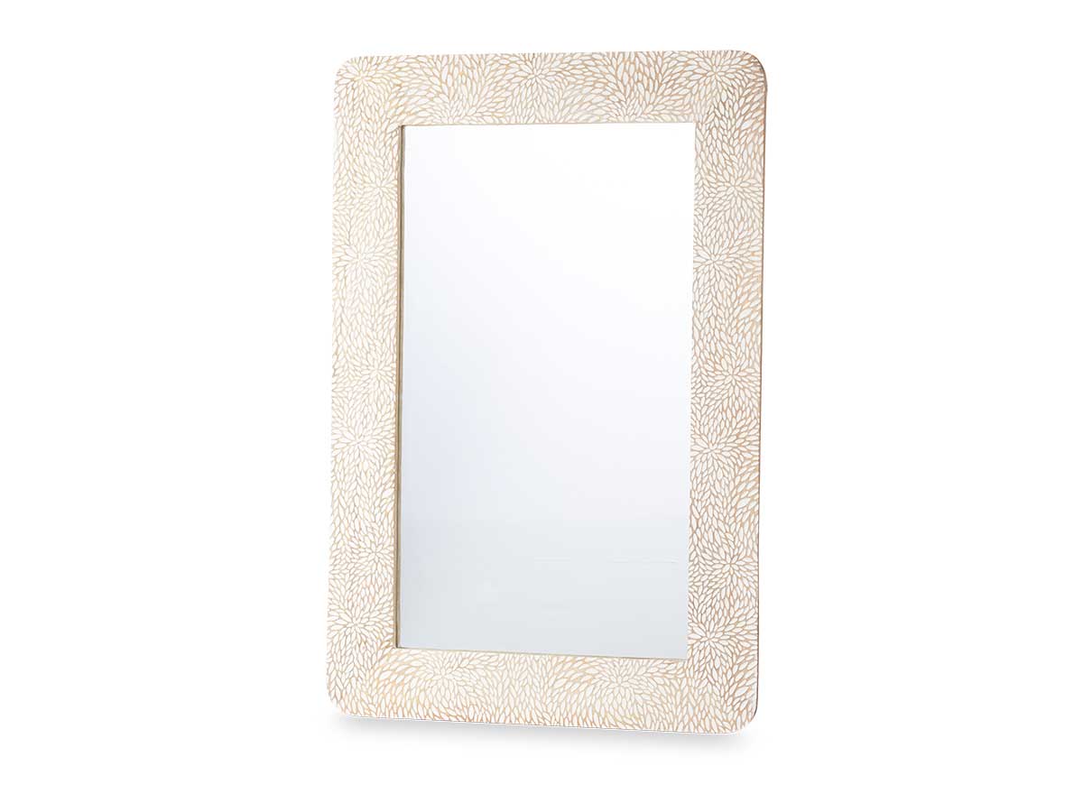 Specchio 60 x 90 cm foglie bianco naturale - immagine 2