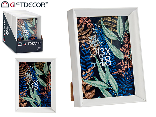 Portafoto plastico moldura blanco 13x18cm