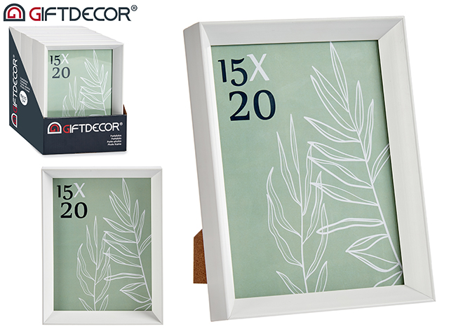 Portafoto plastico moldura blanco 15x20cm