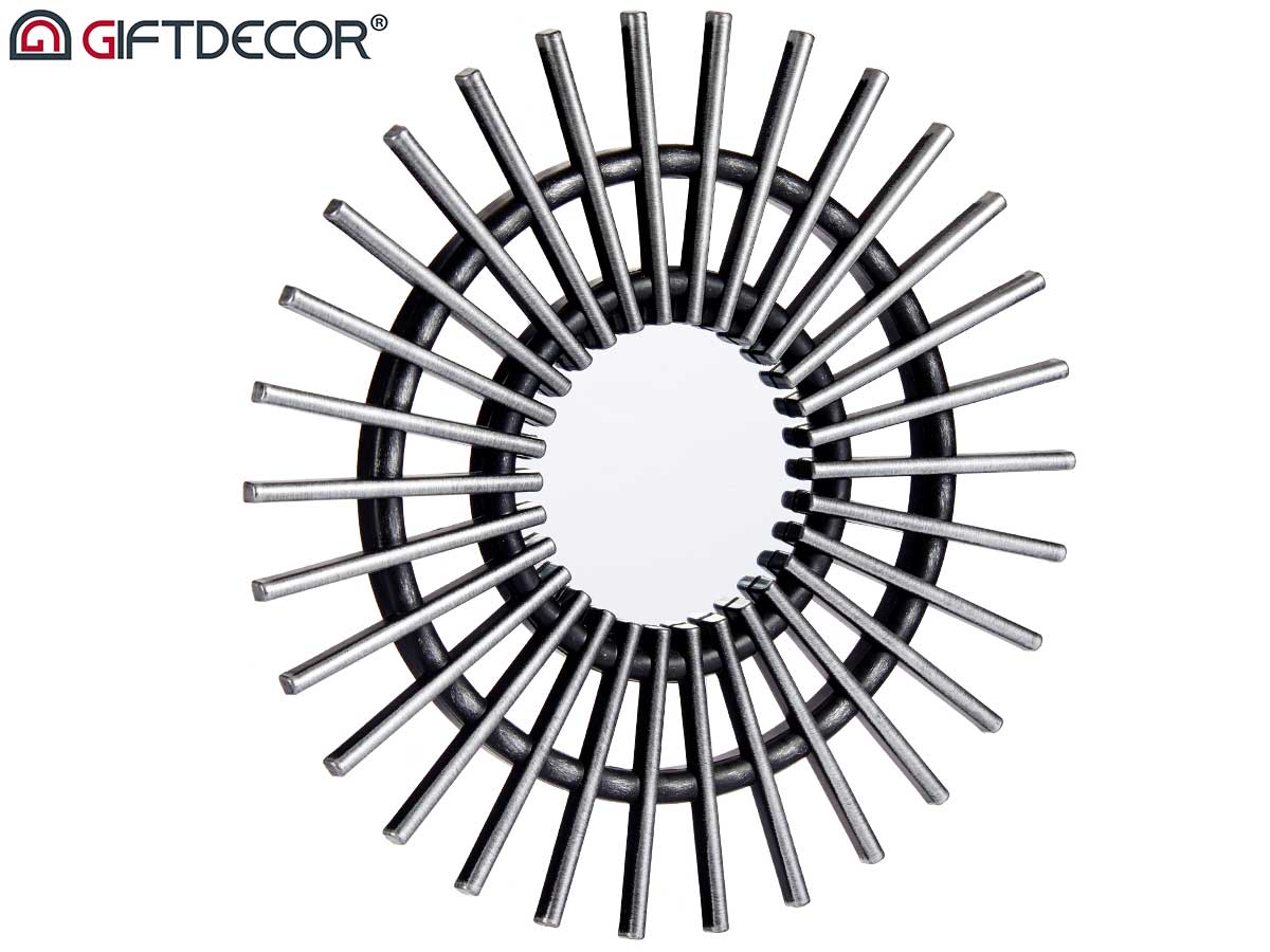 Set 3 miroirs ronds epi noir et argent 25cm – Image 2