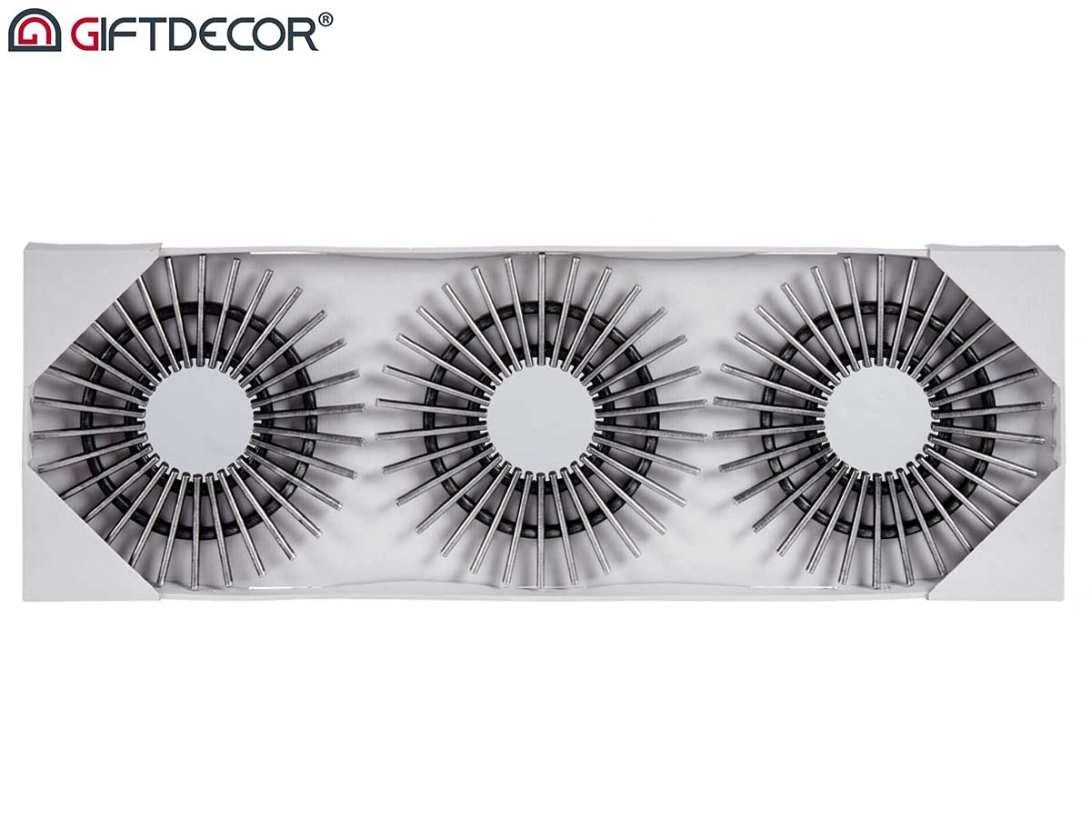 Set 3 miroirs ronds epi noir et argent 25cm – Image 3