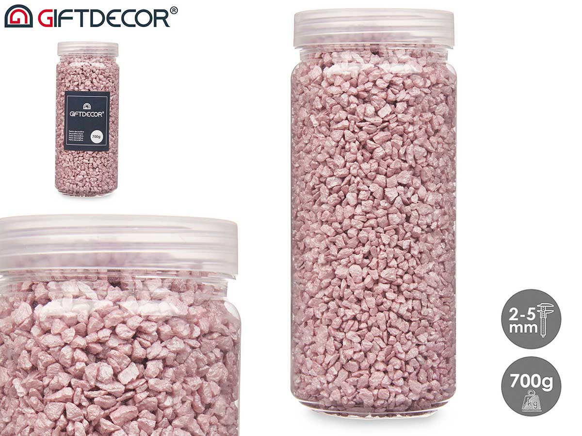 Barattolo pietra 2 5 mm metallizzato 700g rosa