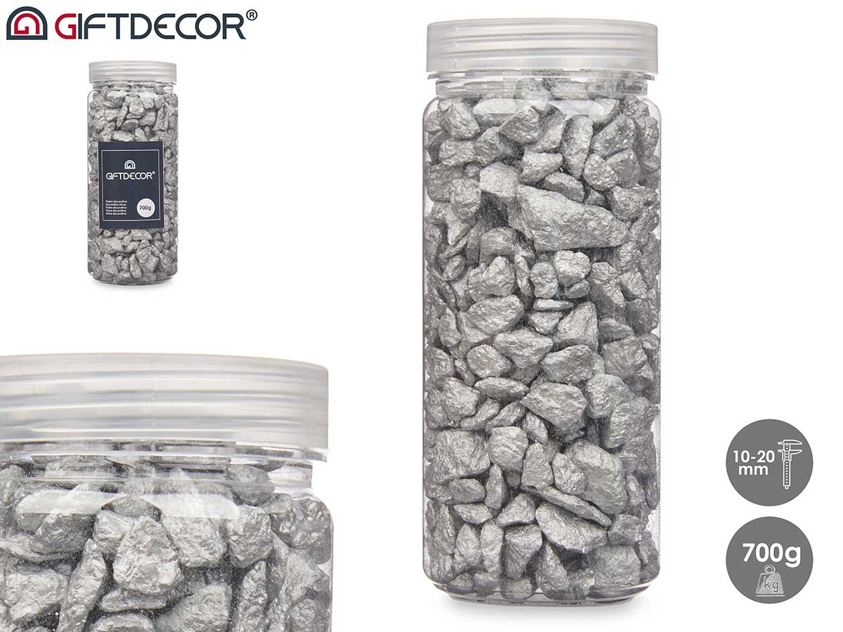 Barattolo pietra 10 20 mm metalliz 700g argento