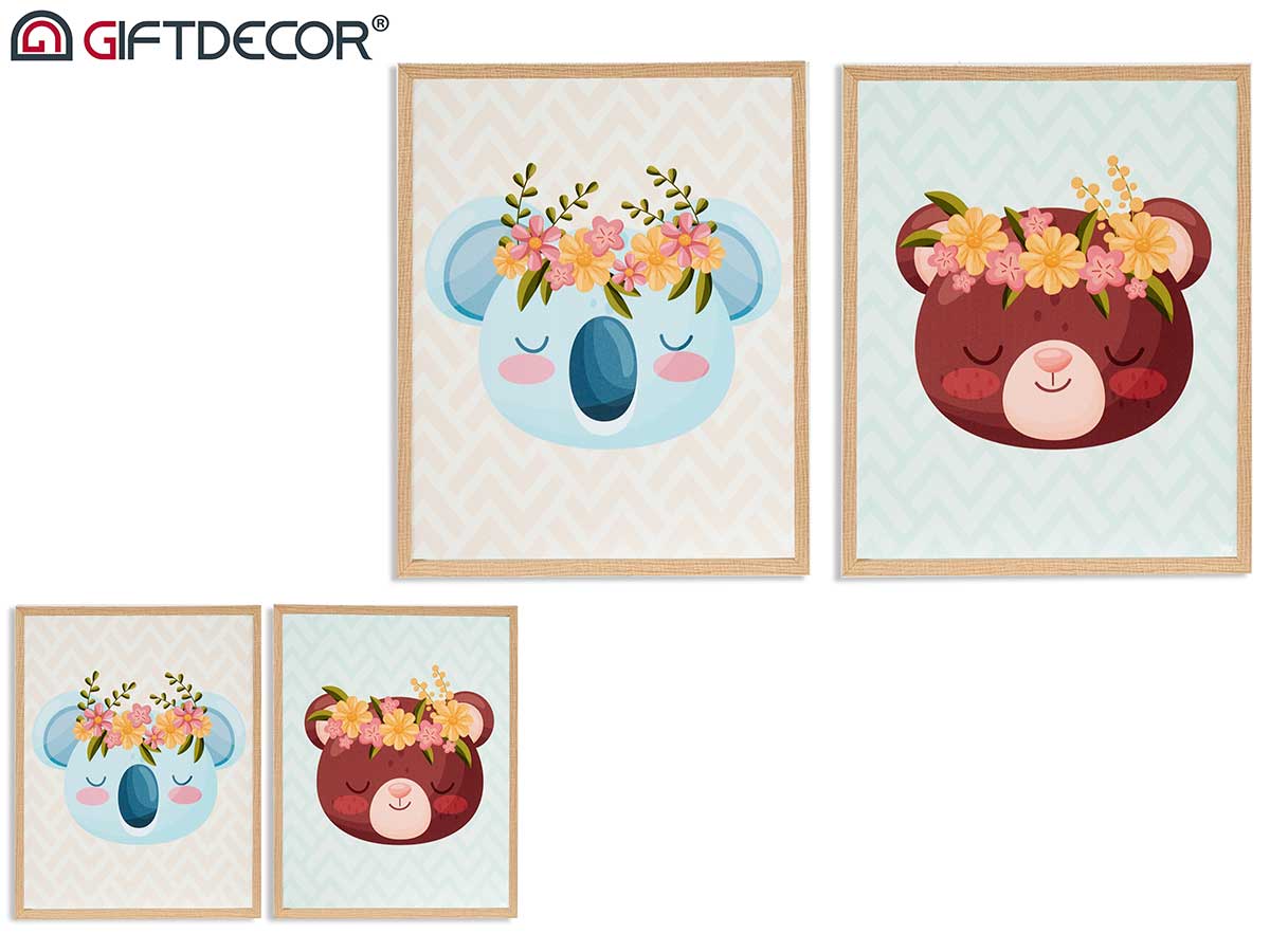 Quadro infantile animali 40x50cm ass 2