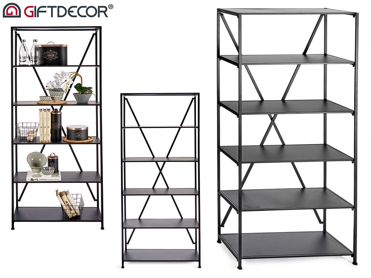 Metal black shelf with six shelves