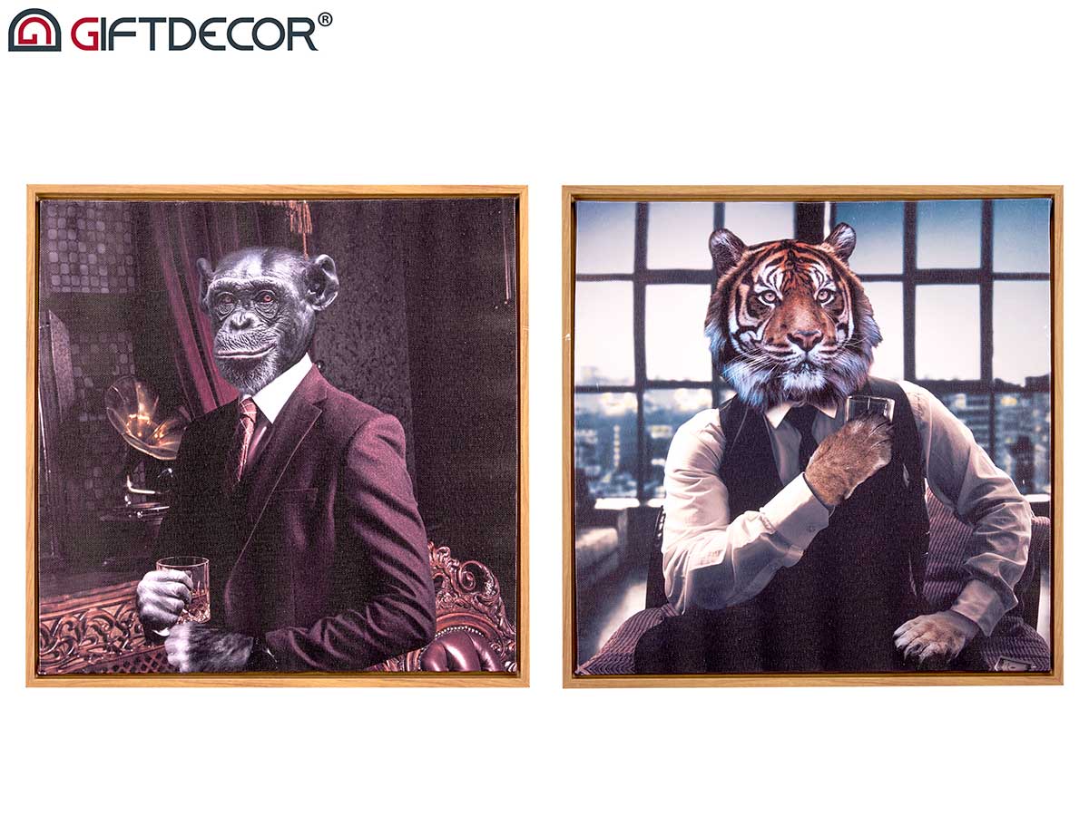 Canvas monkey cup w natural frame assort 2