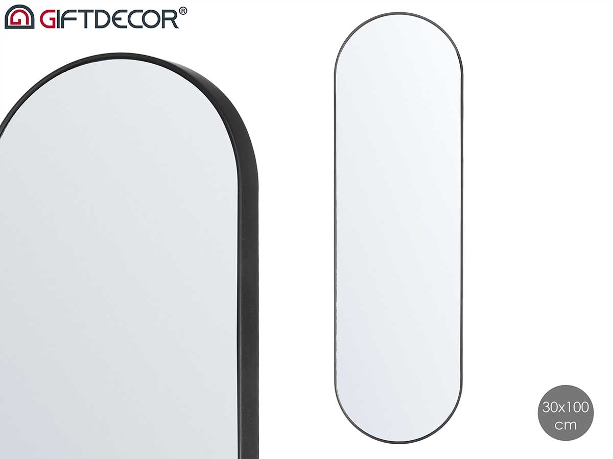Espejo plastico ovalado 30x100cm negro