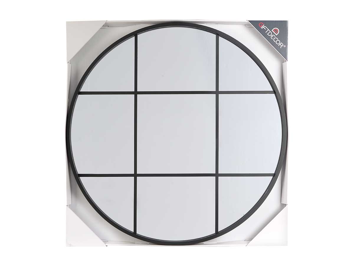 Miroir fenêtre plastique rond 80cm noir – Image 2
