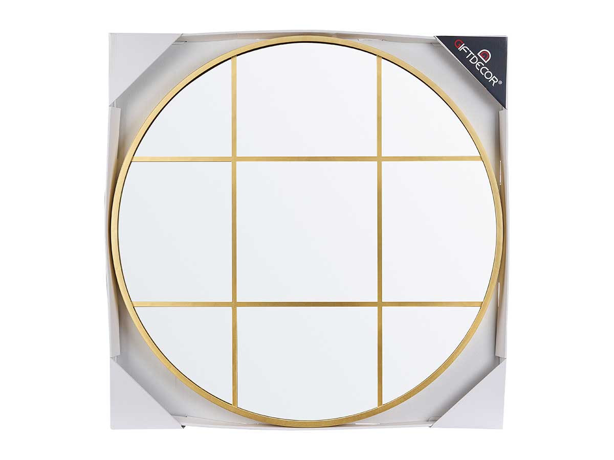 Miroir fenêtre plastique rond 80cm doré – Image 2
