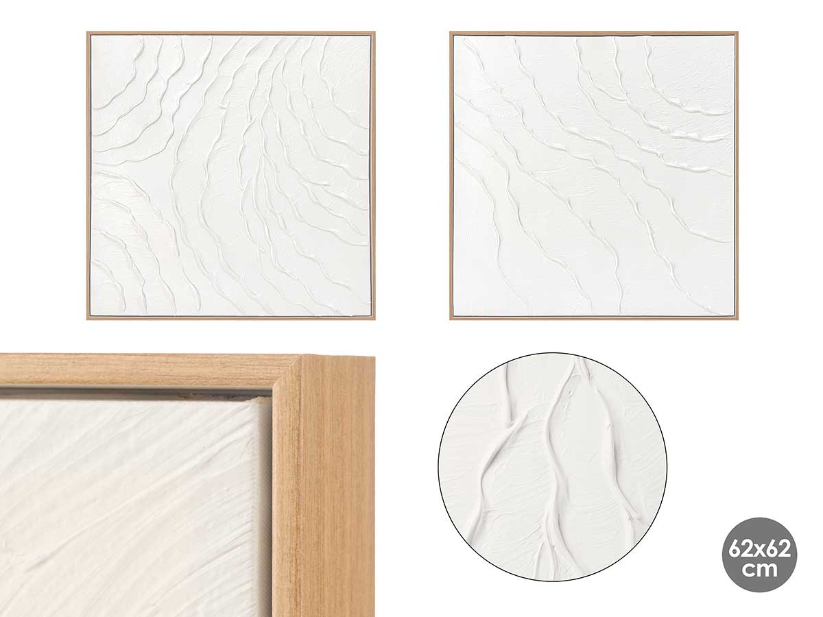 Natural canva frame wave squared assorted 2 62x62