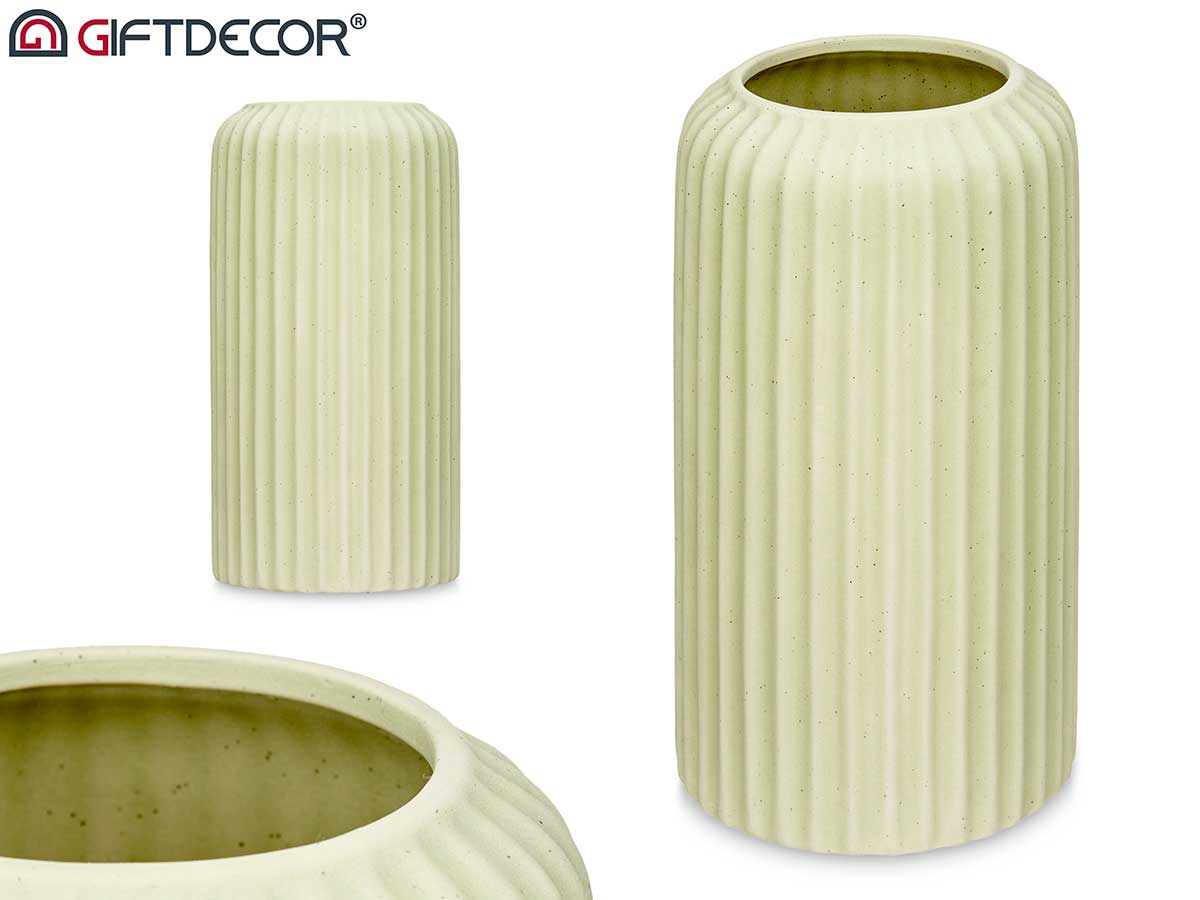 Vaso alto riscas med verde