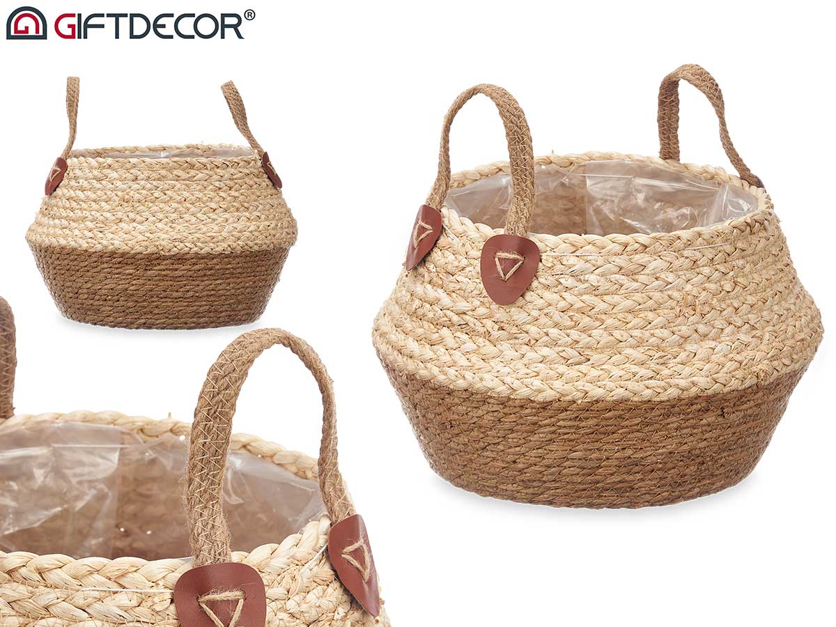 Cesto dobrável com pegas de esparto misto 24cm