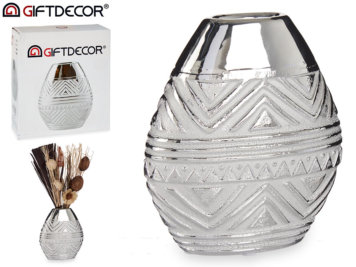 Vase large ceramique argente petit