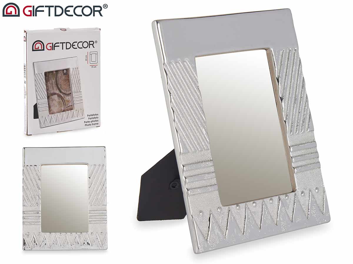 Portafotos ceramica plateado